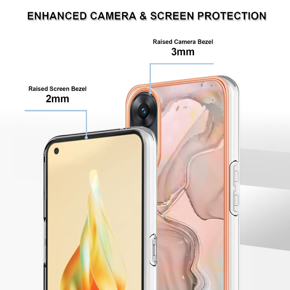 YB IMD Series-16 Style E 2.0mm TPU Phone Case for Oppo Reno8 T 4G , Electroplating IMD Marble Pattern Cover