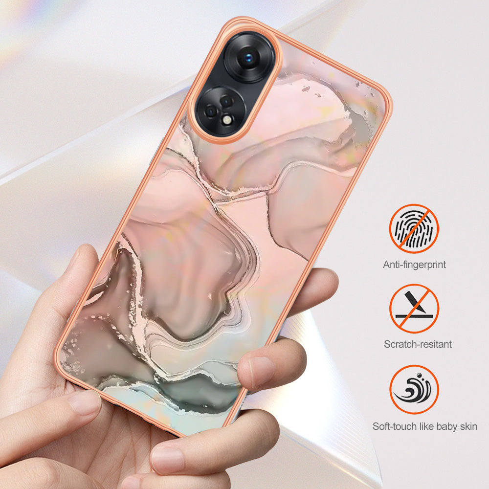 YB IMD Series-16 Style E 2.0mm TPU Phone Case for Oppo Reno8 T 4G , Electroplating IMD Marble Pattern Cover