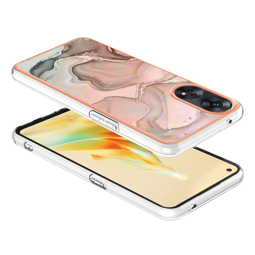 YB IMD Series-16 Style E 2.0mm TPU Phone Case for Oppo Reno8 T 4G , Electroplating IMD Marble Pattern Cover