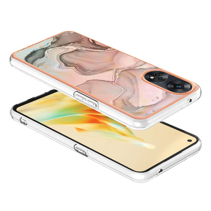YB IMD Series-16 Style E 2.0mm TPU Phone Case for Oppo Reno8 T 4G , Electroplating IMD Marble Pattern Cover