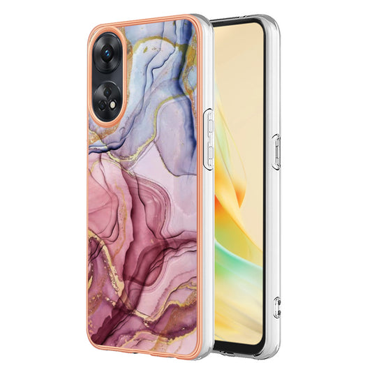 YB IMD Series-16 Style E 2.0mm TPU Phone Case for Oppo Reno8 T 4G , Electroplating IMD Marble Pattern Cover