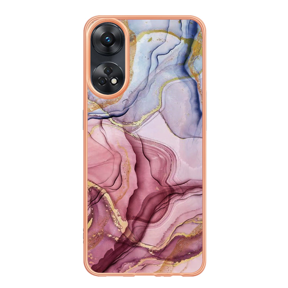 YB IMD Series-16 Style E 2.0mm TPU Phone Case for Oppo Reno8 T 4G , Electroplating IMD Marble Pattern Cover