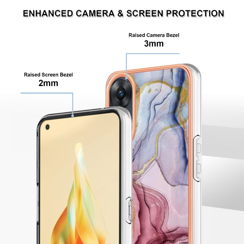YB IMD Series-16 Style E 2.0mm TPU Phone Case for Oppo Reno8 T 4G , Electroplating IMD Marble Pattern Cover