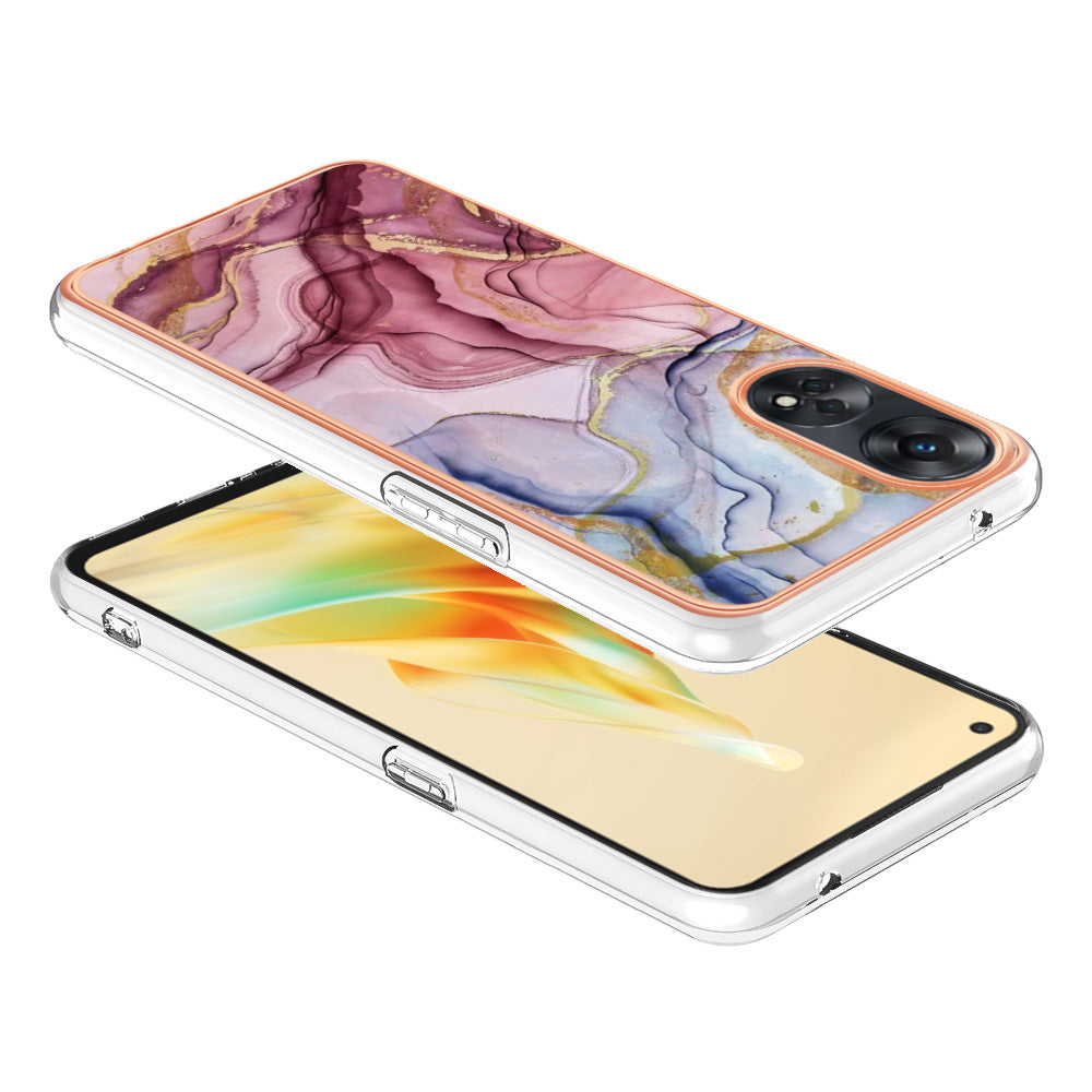 YB IMD Series-16 Style E 2.0mm TPU Phone Case for Oppo Reno8 T 4G , Electroplating IMD Marble Pattern Cover