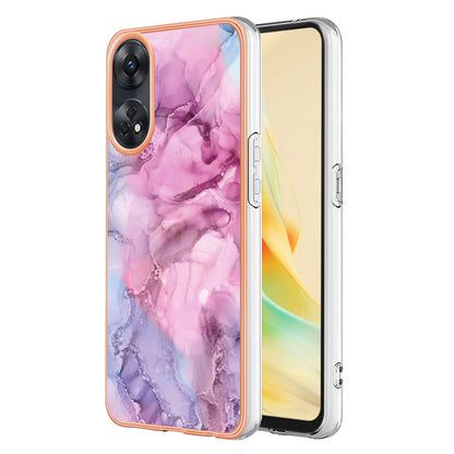 YB IMD Series-16 Style E 2.0mm TPU Phone Case for Oppo Reno8 T 4G , Electroplating IMD Marble Pattern Cover