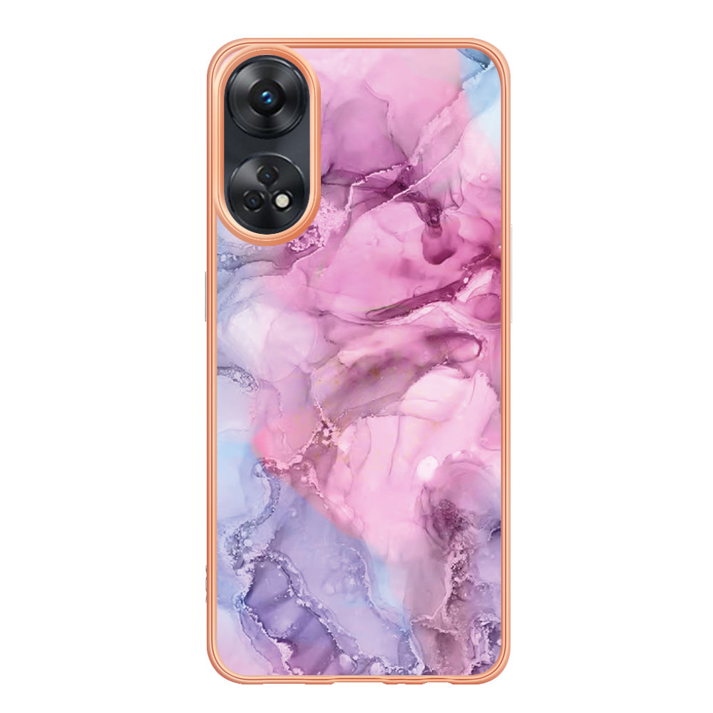 YB IMD Series-16 Style E 2.0mm TPU Phone Case for Oppo Reno8 T 4G , Electroplating IMD Marble Pattern Cover
