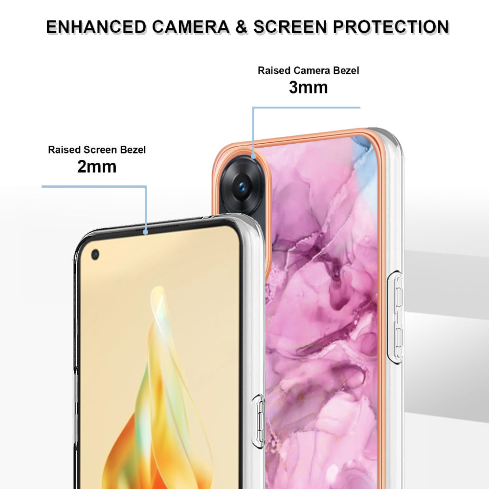 YB IMD Series-16 Style E 2.0mm TPU Phone Case for Oppo Reno8 T 4G , Electroplating IMD Marble Pattern Cover