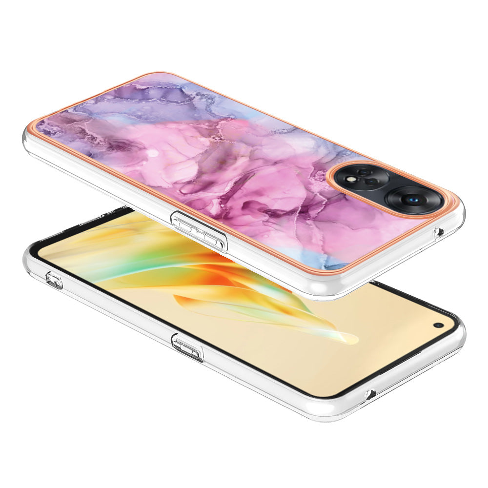 YB IMD Series-16 Style E 2.0mm TPU Phone Case for Oppo Reno8 T 4G , Electroplating IMD Marble Pattern Cover