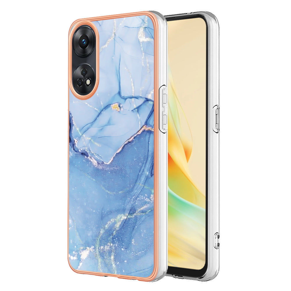 YB IMD Series-16 Style E 2.0mm TPU Phone Case for Oppo Reno8 T 4G , Electroplating IMD Marble Pattern Cover