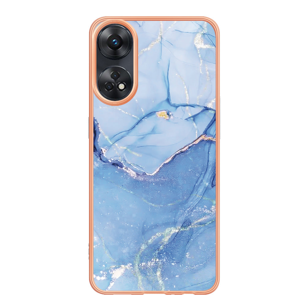 YB IMD Series-16 Style E 2.0mm TPU Phone Case for Oppo Reno8 T 4G , Electroplating IMD Marble Pattern Cover
