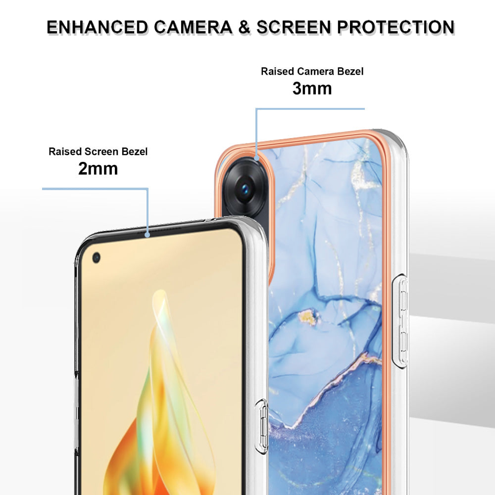 YB IMD Series-16 Style E 2.0mm TPU Phone Case for Oppo Reno8 T 4G , Electroplating IMD Marble Pattern Cover