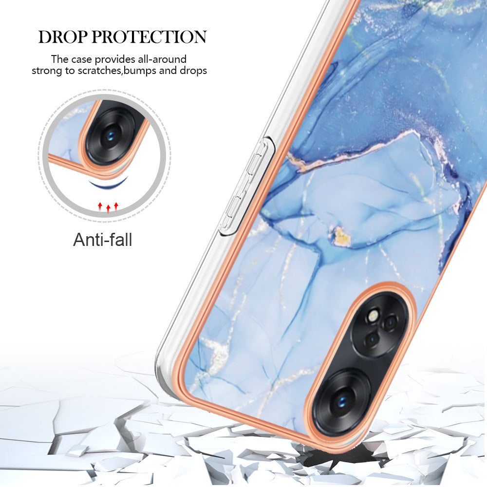 YB IMD Series-16 Style E 2.0mm TPU Phone Case for Oppo Reno8 T 4G , Electroplating IMD Marble Pattern Cover