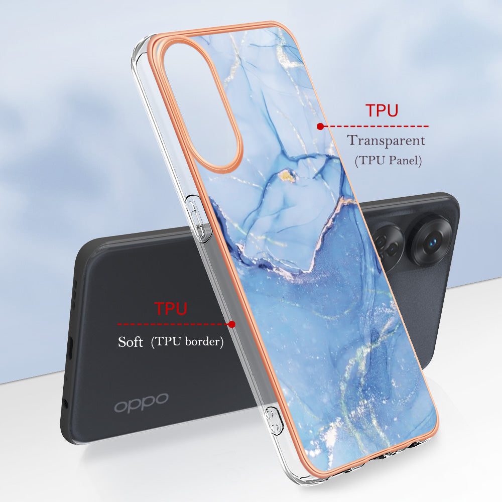 YB IMD Series-16 Style E 2.0mm TPU Phone Case for Oppo Reno8 T 4G , Electroplating IMD Marble Pattern Cover