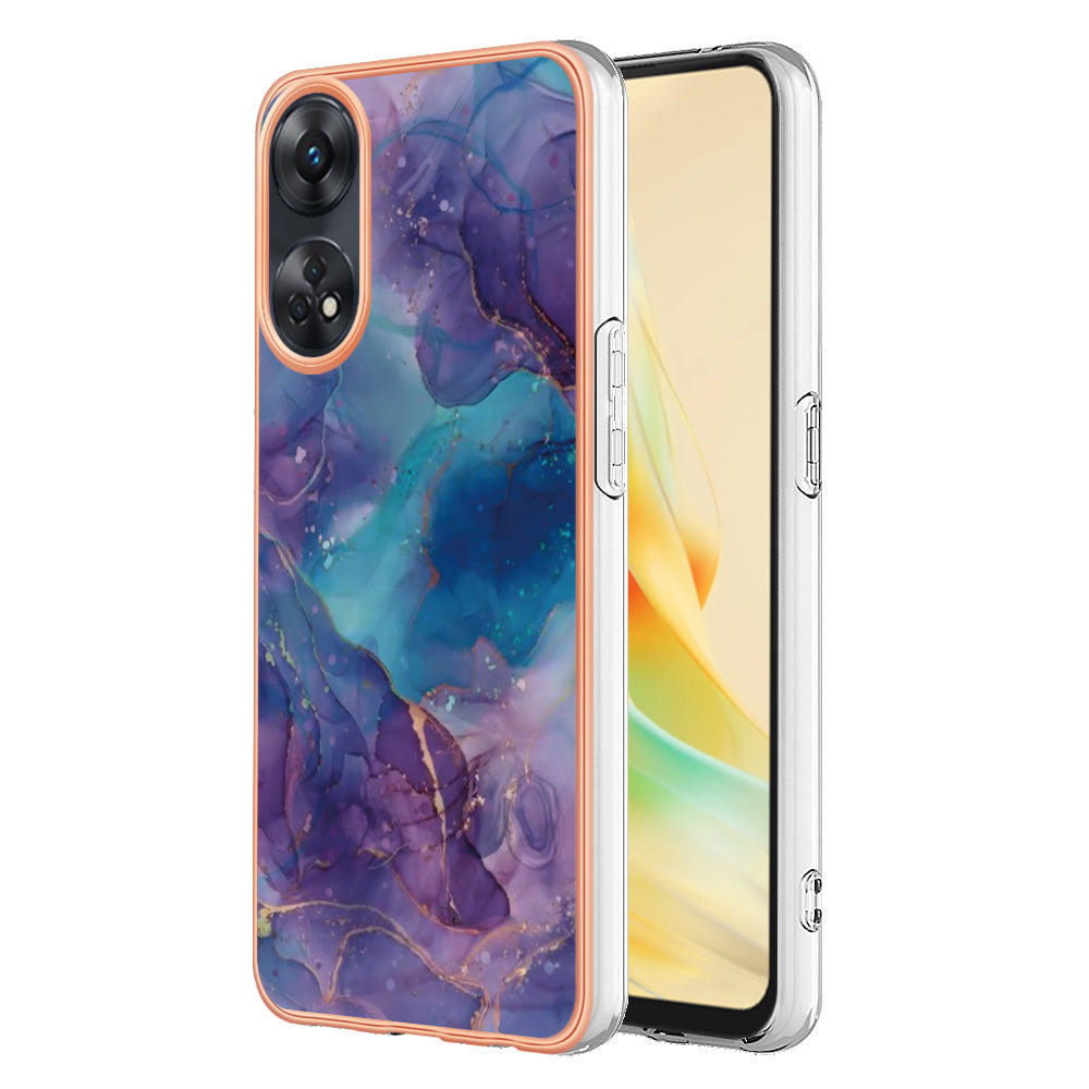 YB IMD Series-16 Style E 2.0mm TPU Phone Case for Oppo Reno8 T 4G , Electroplating IMD Marble Pattern Cover
