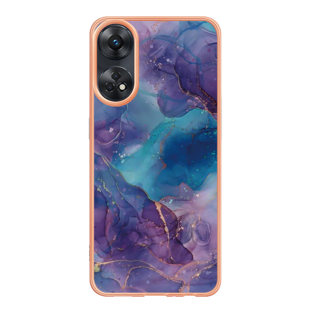 YB IMD Series-16 Style E 2.0mm TPU Phone Case for Oppo Reno8 T 4G , Electroplating IMD Marble Pattern Cover