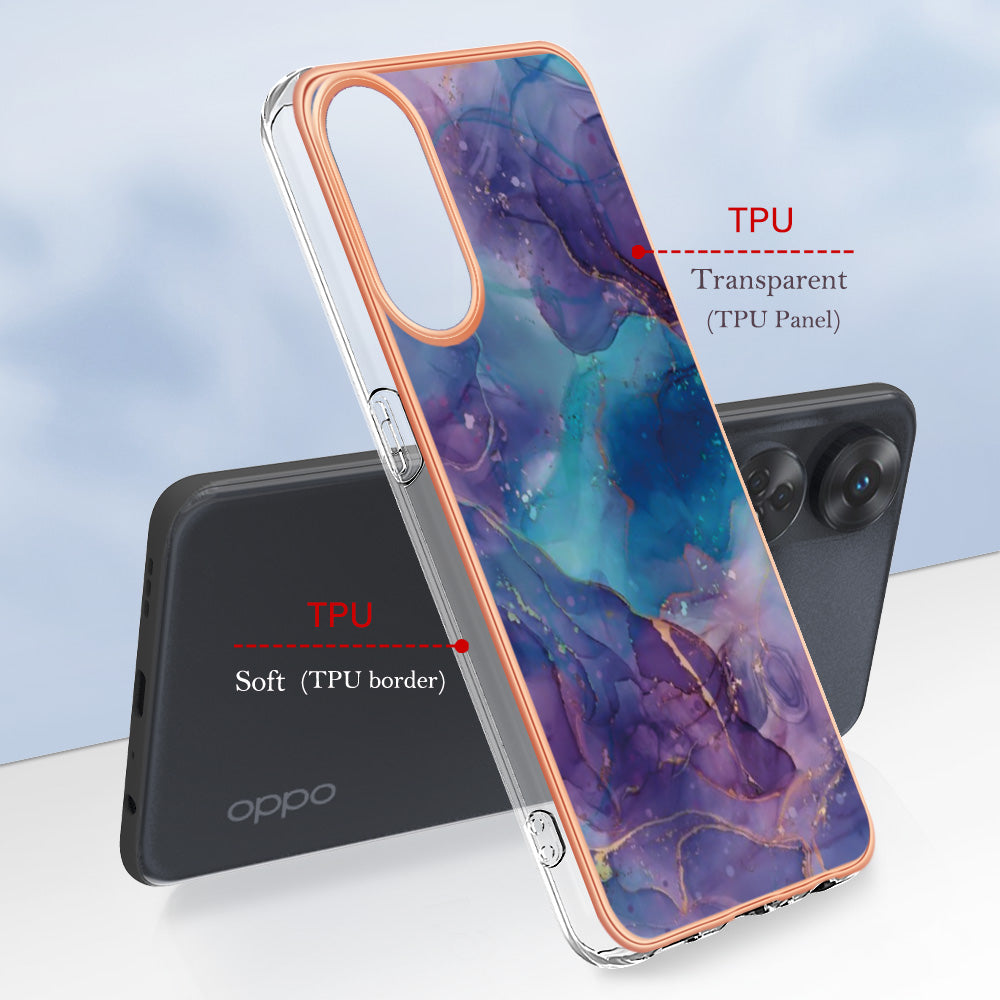 YB IMD Series-16 Style E 2.0mm TPU Phone Case for Oppo Reno8 T 4G , Electroplating IMD Marble Pattern Cover