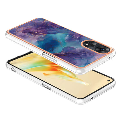 YB IMD Series-16 Style E 2.0mm TPU Phone Case for Oppo Reno8 T 4G , Electroplating IMD Marble Pattern Cover