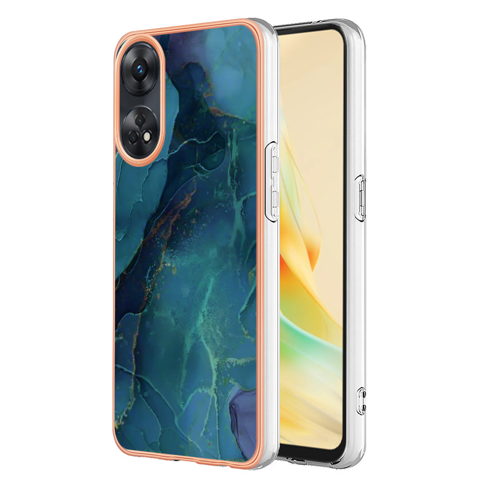 YB IMD Series-16 Style E 2.0mm TPU Phone Case for Oppo Reno8 T 4G , Electroplating IMD Marble Pattern Cover