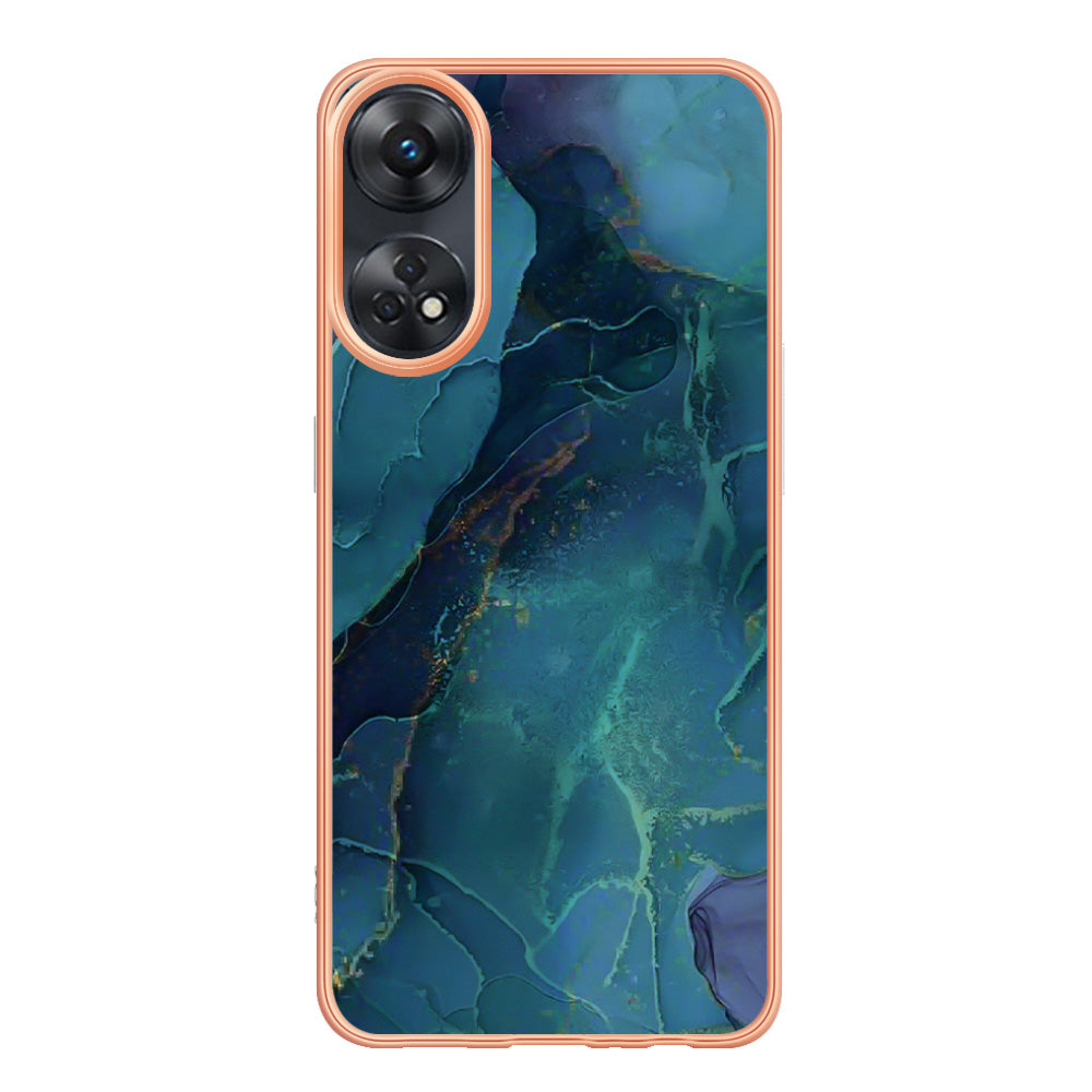 YB IMD Series-16 Style E 2.0mm TPU Phone Case for Oppo Reno8 T 4G , Electroplating IMD Marble Pattern Cover