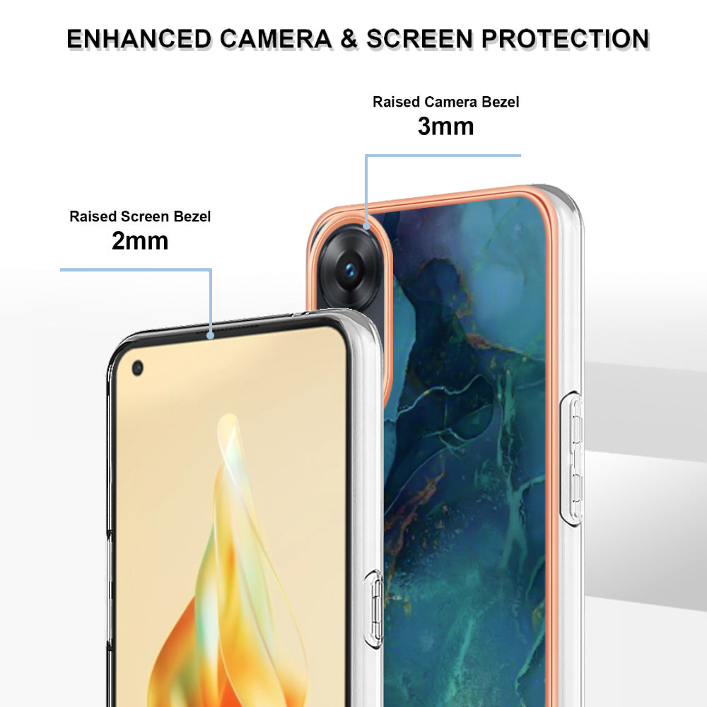 YB IMD Series-16 Style E 2.0mm TPU Phone Case for Oppo Reno8 T 4G , Electroplating IMD Marble Pattern Cover