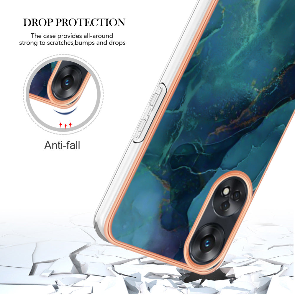 YB IMD Series-16 Style E 2.0mm TPU Phone Case for Oppo Reno8 T 4G , Electroplating IMD Marble Pattern Cover