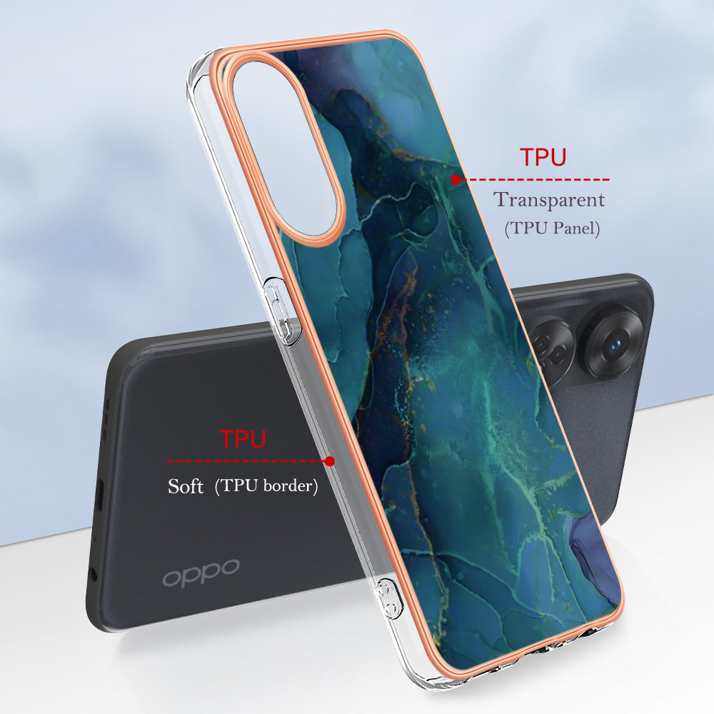 YB IMD Series-16 Style E 2.0mm TPU Phone Case for Oppo Reno8 T 4G , Electroplating IMD Marble Pattern Cover