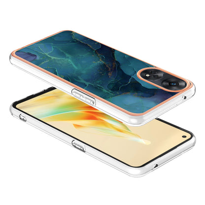 YB IMD Series-16 Style E 2.0mm TPU Phone Case for Oppo Reno8 T 4G , Electroplating IMD Marble Pattern Cover