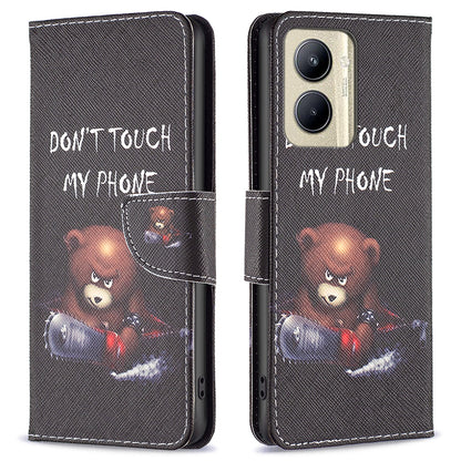 Protective Cove for Realme C33 2023 4G / C33 4G Pattern Printing PU Leather Phone Case Wallet Shell with Stand