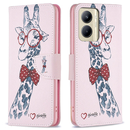 Protective Cove for Realme C33 2023 4G / C33 4G Pattern Printing PU Leather Phone Case Wallet Shell with Stand
