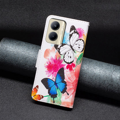 Protective Cove for Realme C33 2023 4G / C33 4G Pattern Printing PU Leather Phone Case Wallet Shell with Stand