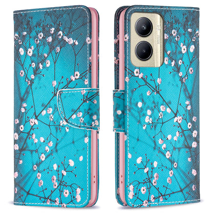 Protective Cove for Realme C33 2023 4G / C33 4G Pattern Printing PU Leather Phone Case Wallet Shell with Stand