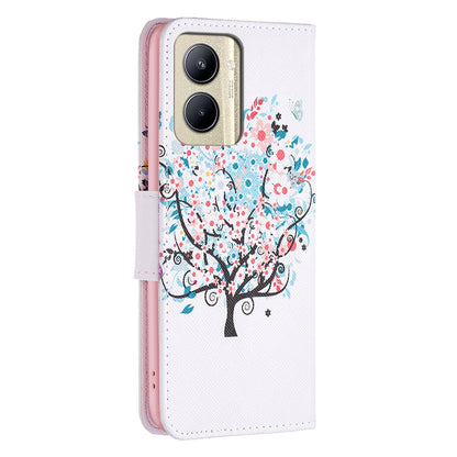 Protective Cove for Realme C33 2023 4G / C33 4G Pattern Printing PU Leather Phone Case Wallet Shell with Stand