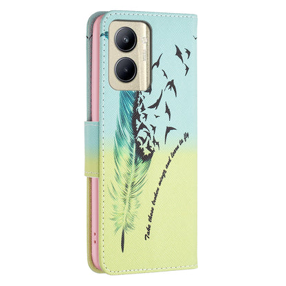 Protective Cove for Realme C33 2023 4G / C33 4G Pattern Printing PU Leather Phone Case Wallet Shell with Stand