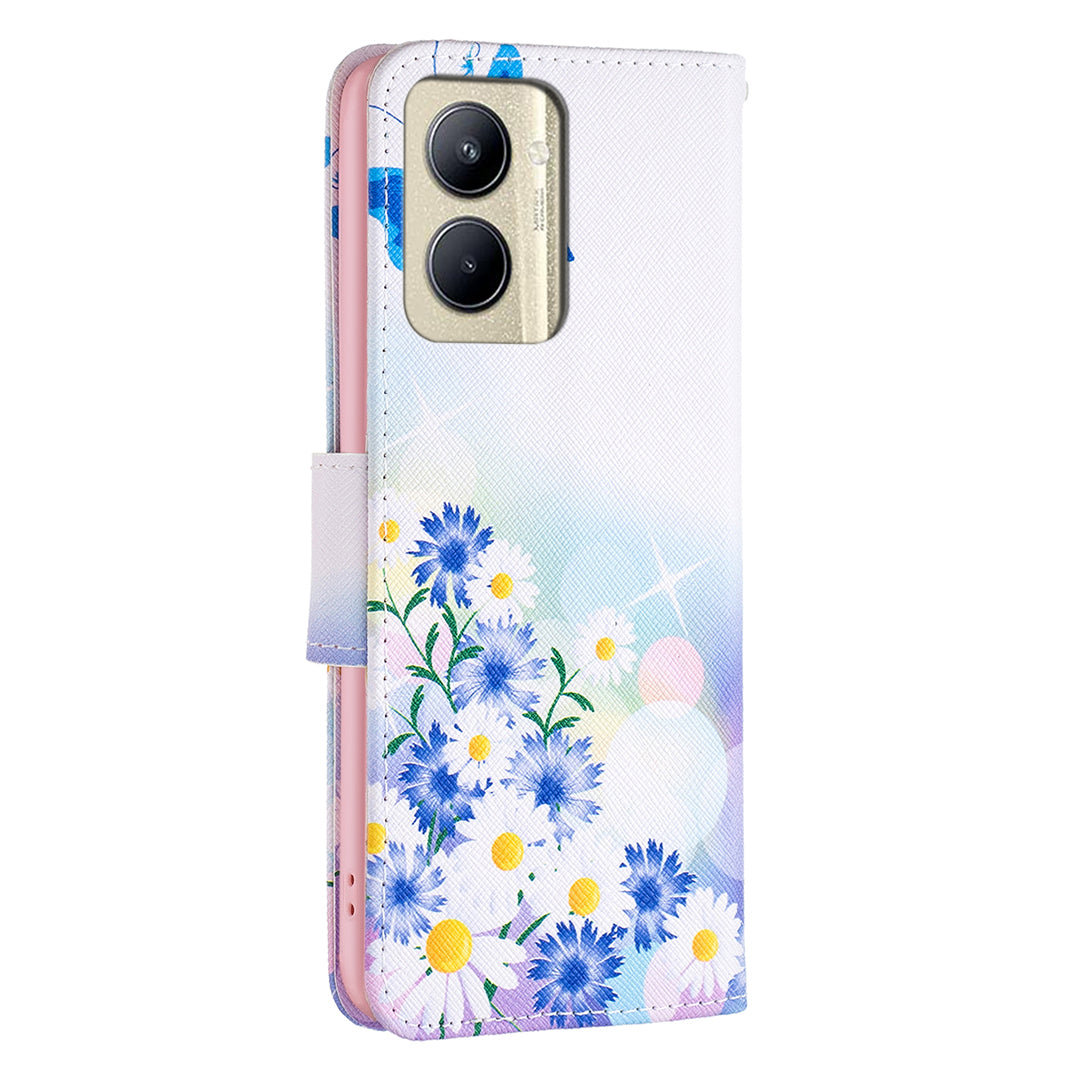 Protective Cove for Realme C33 2023 4G / C33 4G Pattern Printing PU Leather Phone Case Wallet Shell with Stand