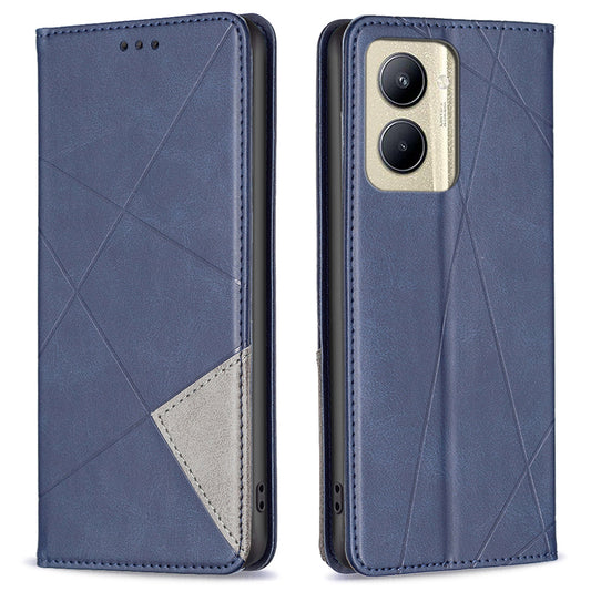 Imprinting Pattern Phone Shell for Realme C33 2023 4G / C33 4G PU Leather Card Holder Splicing Phone Stand Cover