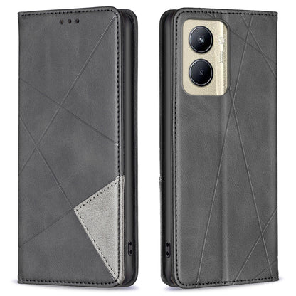 Imprinting Pattern Phone Shell for Realme C33 2023 4G / C33 4G PU Leather Card Holder Splicing Phone Stand Cover