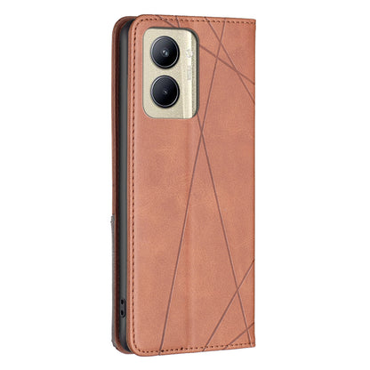 Imprinting Pattern Phone Shell for Realme C33 2023 4G / C33 4G PU Leather Card Holder Splicing Phone Stand Cover