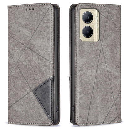 Imprinting Pattern Phone Shell for Realme C33 2023 4G / C33 4G PU Leather Card Holder Splicing Phone Stand Cover