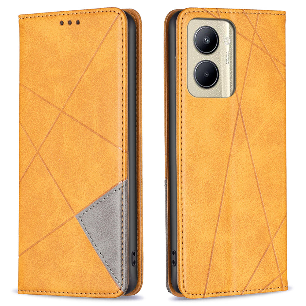 Imprinting Pattern Phone Shell for Realme C33 2023 4G / C33 4G PU Leather Card Holder Splicing Phone Stand Cover