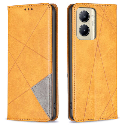 Imprinting Pattern Phone Shell for Realme C33 2023 4G / C33 4G PU Leather Card Holder Splicing Phone Stand Cover