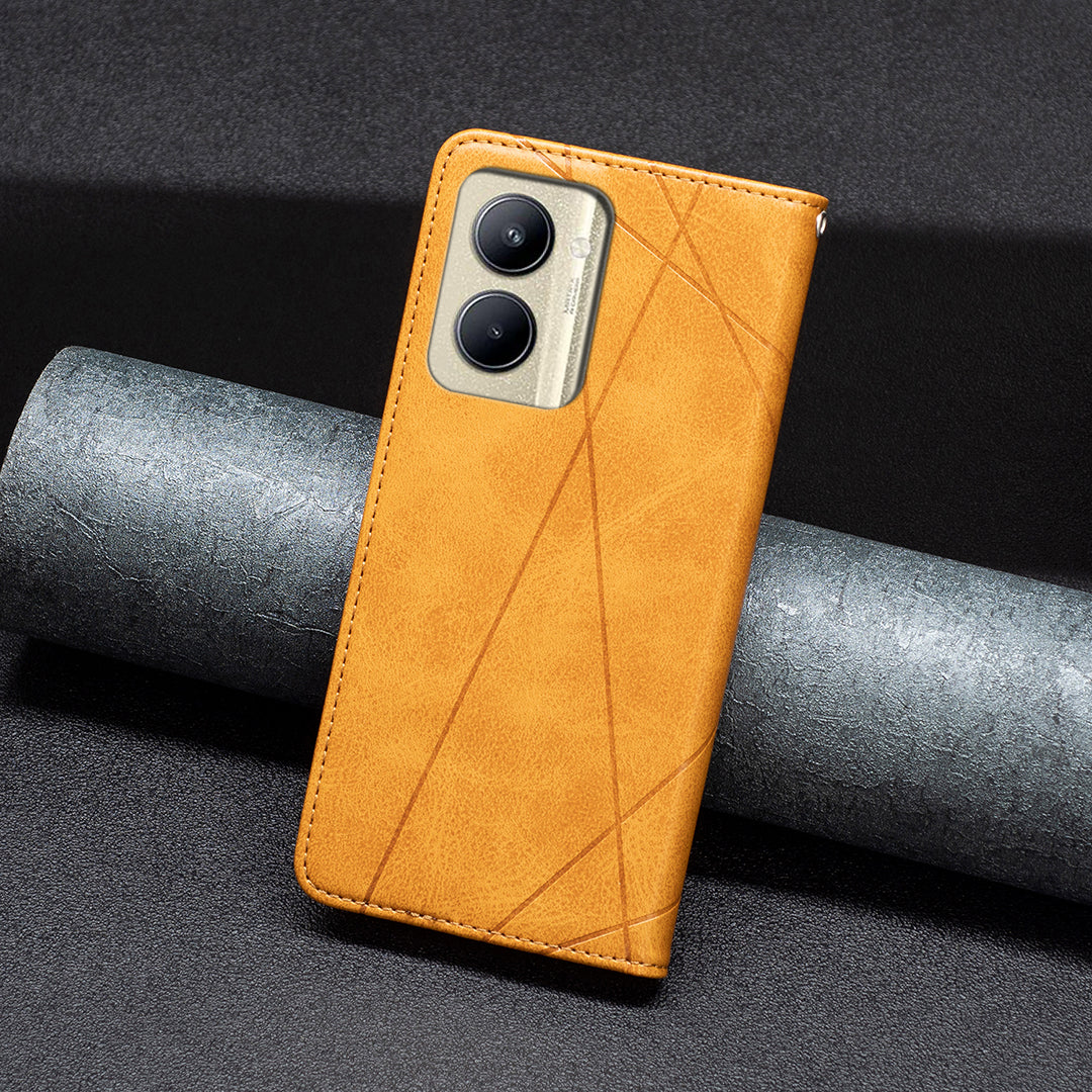 Imprinting Pattern Phone Shell for Realme C33 2023 4G / C33 4G PU Leather Card Holder Splicing Phone Stand Cover