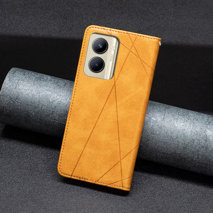 Imprinting Pattern Phone Shell for Realme C33 2023 4G / C33 4G PU Leather Card Holder Splicing Phone Stand Cover