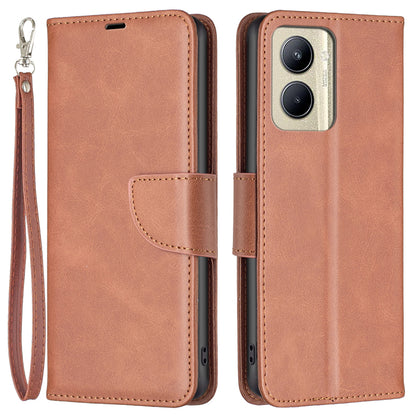 For Realme C33 2023 4G / C33 4G Solid Color Wallet Protective Shell Textured PU Leather Stand Phone Case