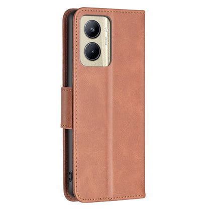 For Realme C33 2023 4G / C33 4G Solid Color Wallet Protective Shell Textured PU Leather Stand Phone Case