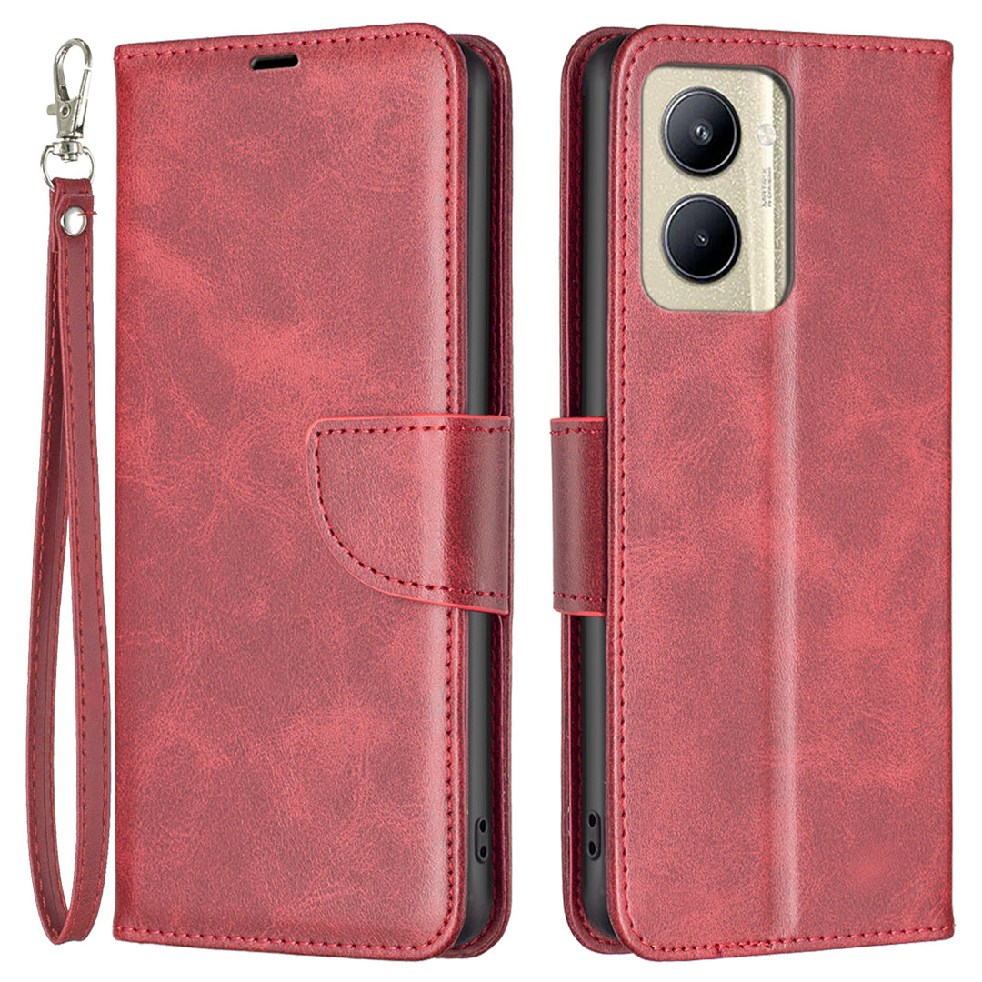 For Realme C33 2023 4G / C33 4G Solid Color Wallet Protective Shell Textured PU Leather Stand Phone Case