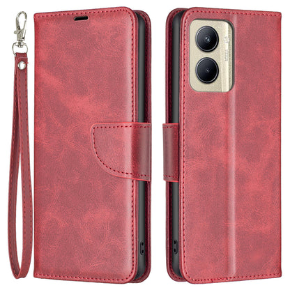 For Realme C33 2023 4G / C33 4G Solid Color Wallet Protective Shell Textured PU Leather Stand Phone Case