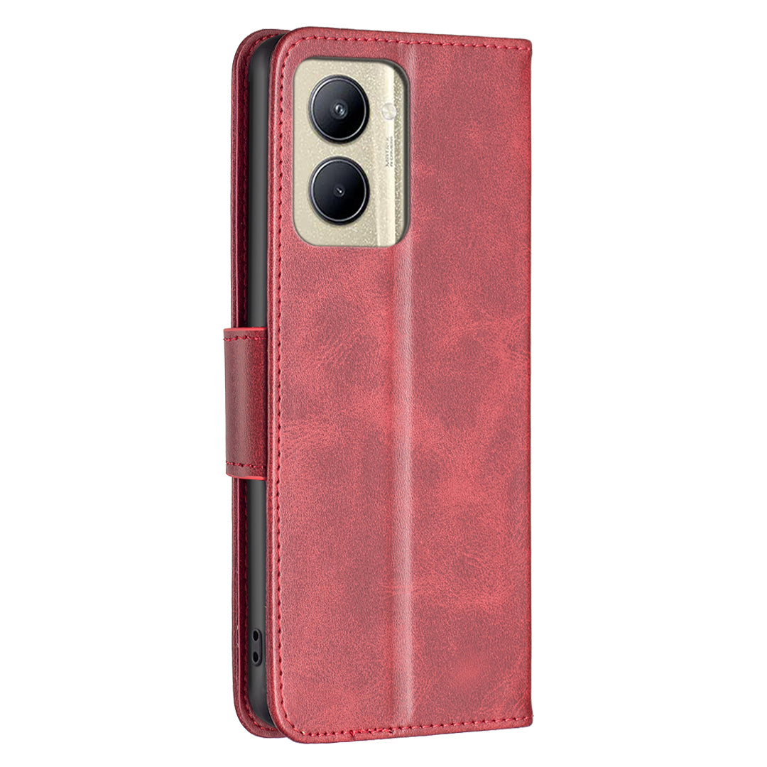 For Realme C33 2023 4G / C33 4G Solid Color Wallet Protective Shell Textured PU Leather Stand Phone Case