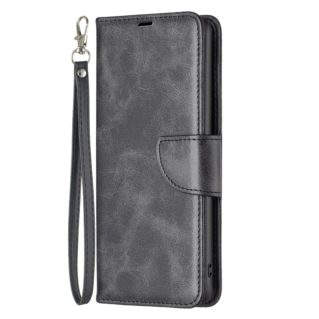 For Realme C33 2023 4G / C33 4G Solid Color Wallet Protective Shell Textured PU Leather Stand Phone Case