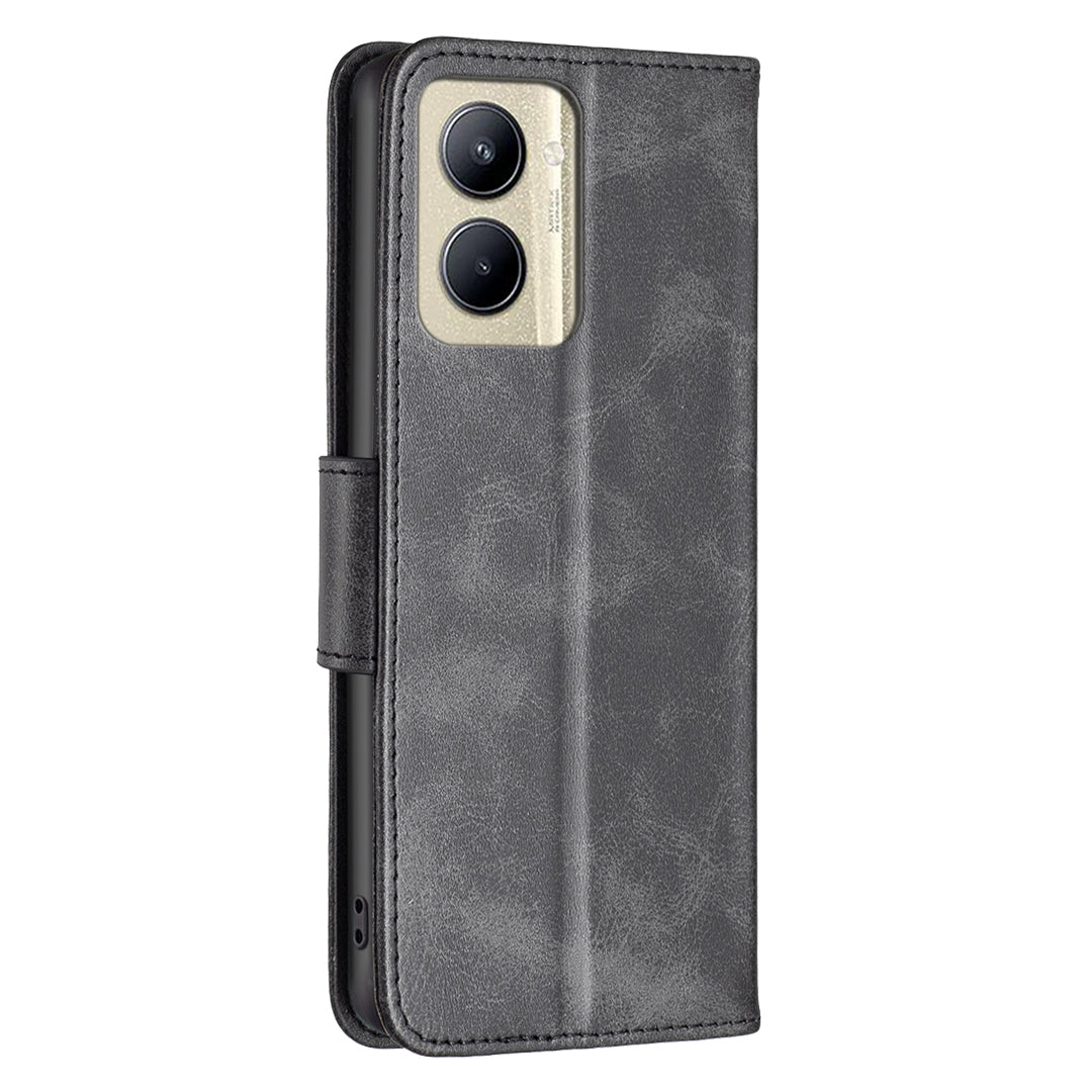 For Realme C33 2023 4G / C33 4G Solid Color Wallet Protective Shell Textured PU Leather Stand Phone Case