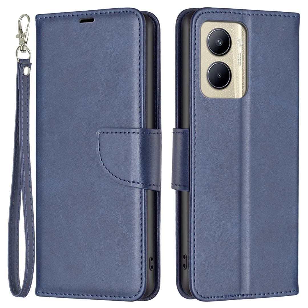 For Realme C33 2023 4G / C33 4G Solid Color Wallet Protective Shell Textured PU Leather Stand Phone Case